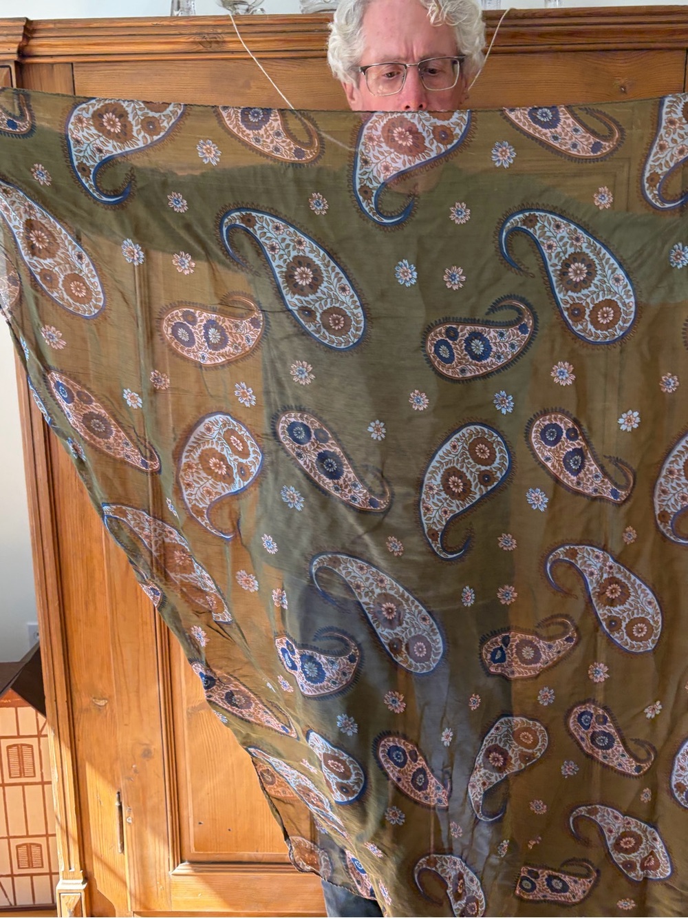 Olive Paisley Maxi Scarf- Lightweight Women's Scarf